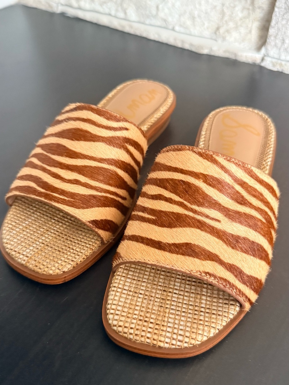 Zebra Print Haircalf Slide Sandal